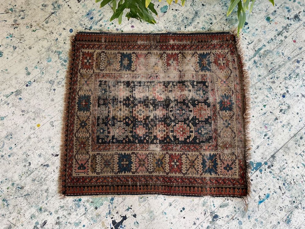 Antique Shirvan Square Rug, 3x3 — Weft & Wool Antique Shirvan Square Rug, 3x3 — Weft & Wool